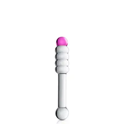 Glossy Toys - No.11 Dildo. Oryginalne i stymulujące szklane dildo z różowym akcentem
