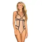 Obsessive - Nudelia body S/M. Nietuzinkowe body z czarnymi paseczkami
