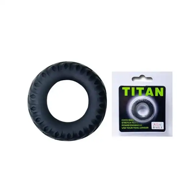 Pretty Love - Titan Cock Ring. Czarny ring na penisa o 1 cm grubości i 2 cm wewnętrznej średnicy