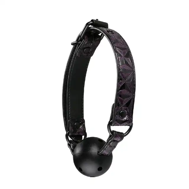 Blaze - Ball Gag Purple. Fioletowo-czarny knebel z otworkami do oddychania. 