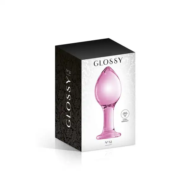 Glossy Toys - No.32 Pink Buttt Plug. Wtyczka analna z różowego szkła zdobiona na końcu