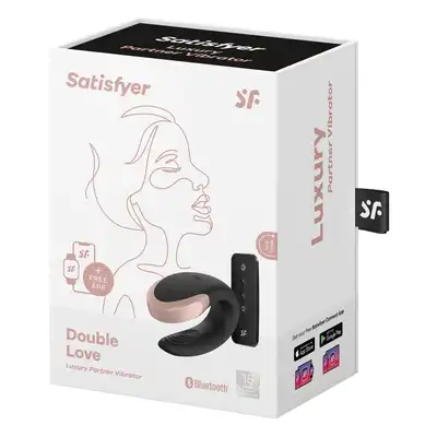 Satisfyer - Double Love Black. Silikonowy wibrator dla par sterowany przez pilota lub aplikację