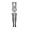 Le Desir - Contrast Suspender Bodystocking - Black - O/S. Seksowny, czarny bodystocking podkreślający talię, biust i pośladki!