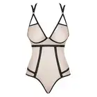 Obsessive - Nudelia body S/M. Nietuzinkowe body z czarnymi paseczkami