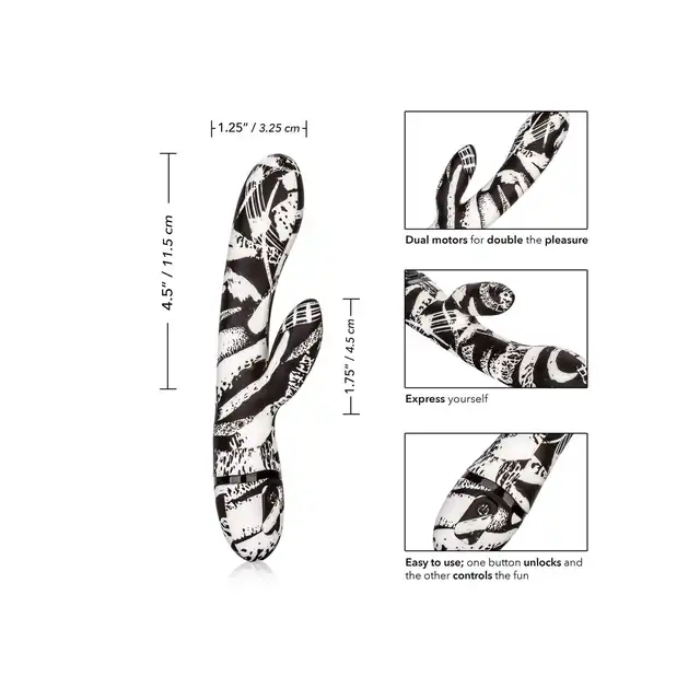 Calexotics - Hype Dual Wand. Wibrator z króliczkiem o 10 żywiołowych trybach wibracji i wyjątkowym wzorze. Podwójna stymulacja