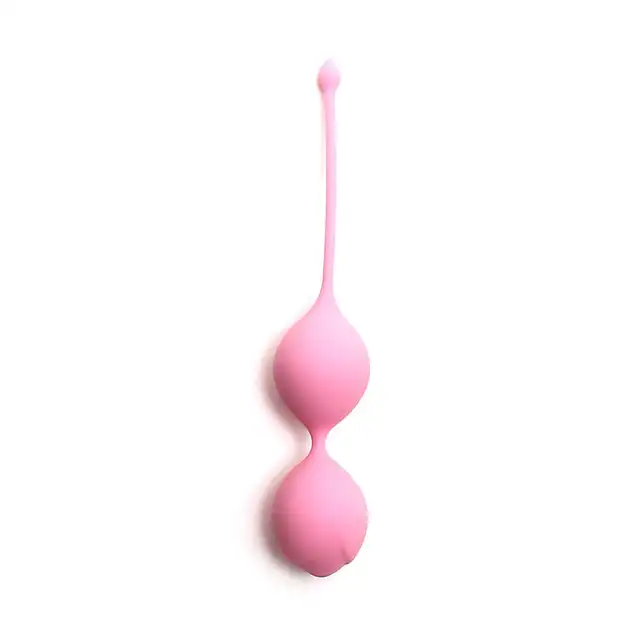 Rimba - Brussels Kegel Balls. Jasnoróżowe kulki gejszy 55 gramów. Gładki silikon i wygodny sznureczek