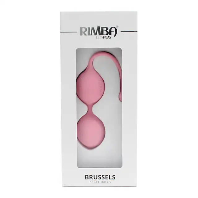 Rimba - Brussels Kegel Balls. Jasnoróżowe kulki gejszy 55 gramów. Gładki silikon i wygodny sznureczek