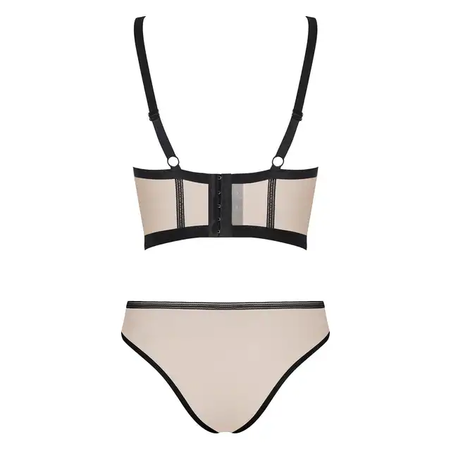 Obsessive - Nudelia top i figi S/M. Elegancki i seksowny dwuczęściowy komplet z czarnymi wstawkami