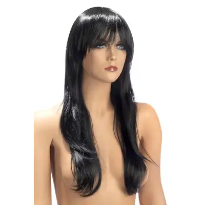 World Wigs - Brenda Brun. Czarna peruka z grzywką 70 cm długości. 
