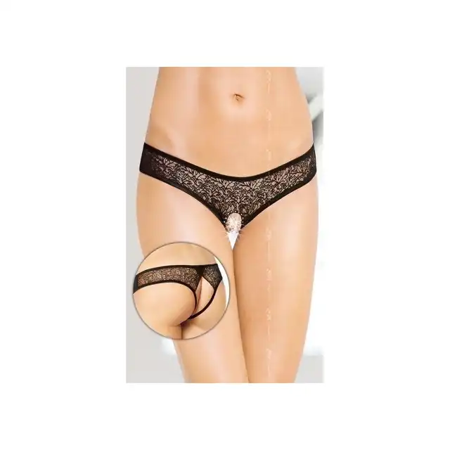 Softline - G-String 2446 S/M. Seksowne majtki z wycięciem i cyrkoniami 