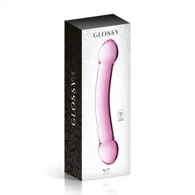 Glossy Toys - No.7 Dildo. Dwustronne różowe dildo z wysokiej jakości szkła
