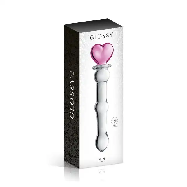 Glossy Toys - No.21 Heart Dildo. Urocze szklane dildo z różowym serduszkiem. Analno-waginalne