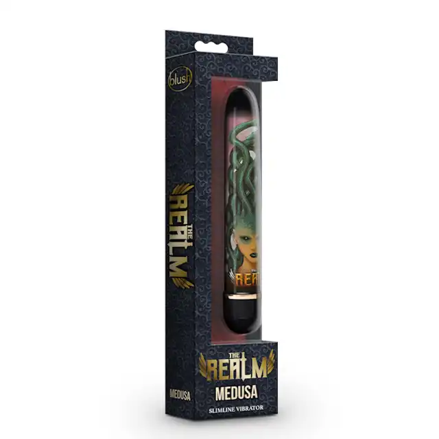 The Realm - Medusa. Klasyczny wibrator z fantazyjnym nadrukiem mitycznej  Meduzy