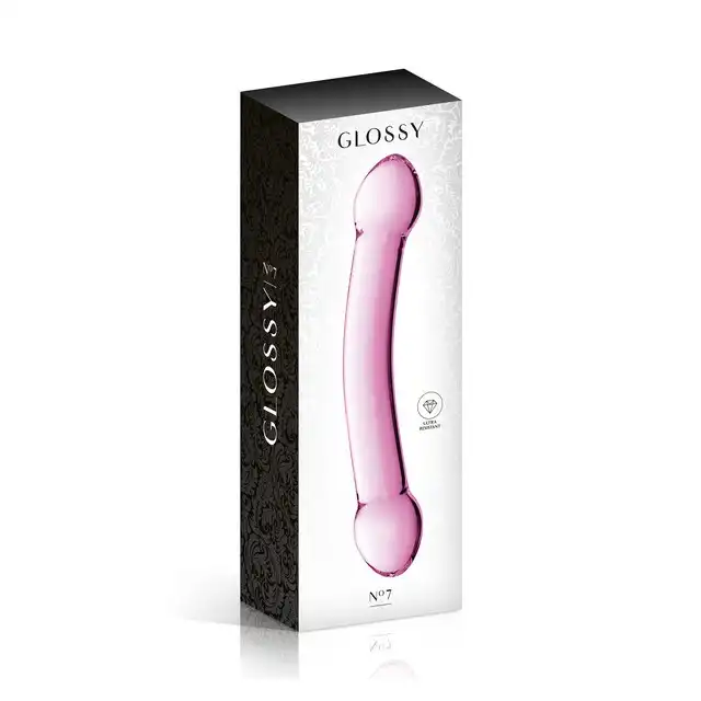 Glossy Toys - No.7 Dildo. Dwustronne różowe dildo z wysokiej jakości szkła
