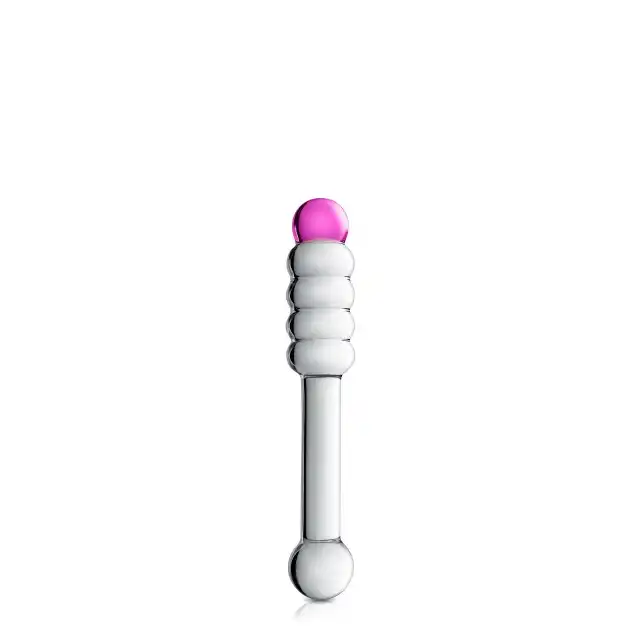 Glossy Toys - No.11 Dildo. Oryginalne i stymulujące szklane dildo z różowym akcentem