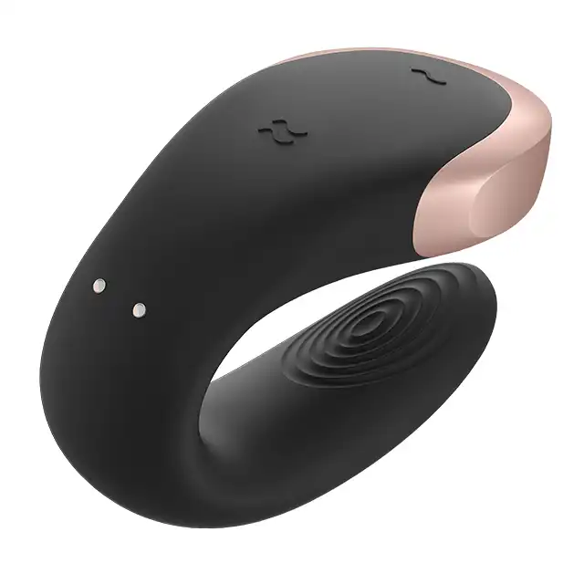 Satisfyer - Double Love Black. Silikonowy wibrator dla par sterowany przez pilota lub aplikację