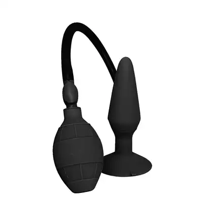 MenzStuff - Small Inflatable Plug. Czarny pompowany plug z porządną pompką i przyssawką