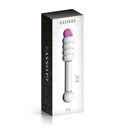 Glossy Toys - No.11 Dildo. Oryginalne i stymulujące szklane dildo z różowym akcentem