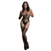 Le Desir - Contrast Suspender Bodystocking - Black - O/S. Seksowny, czarny bodystocking podkreślający talię, biust i pośladki!