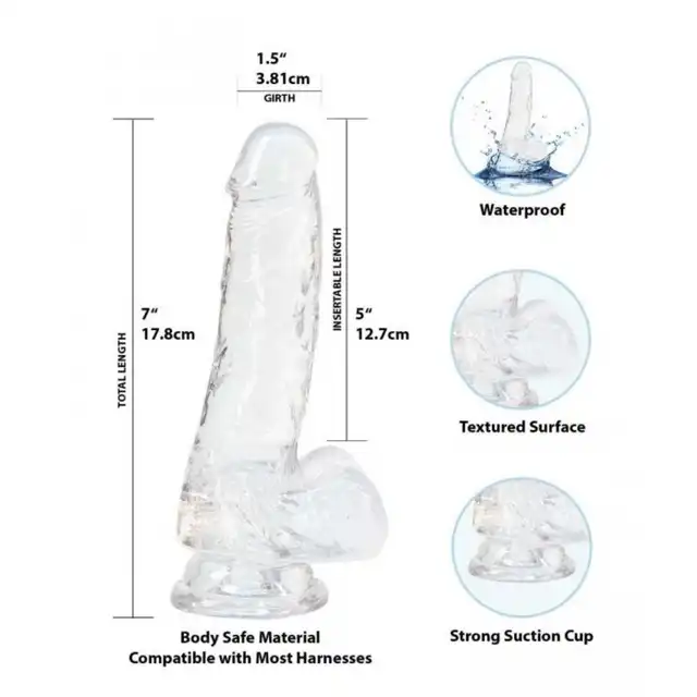 Addiction - Transparent Dildo - 18 centymetrowe, transparentne dildo