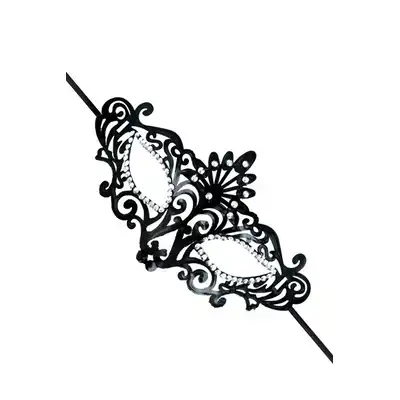 Concorde - Masque Ballo Maschera - czarna figlarna maska przyozdobiona srebrnymi cekinami