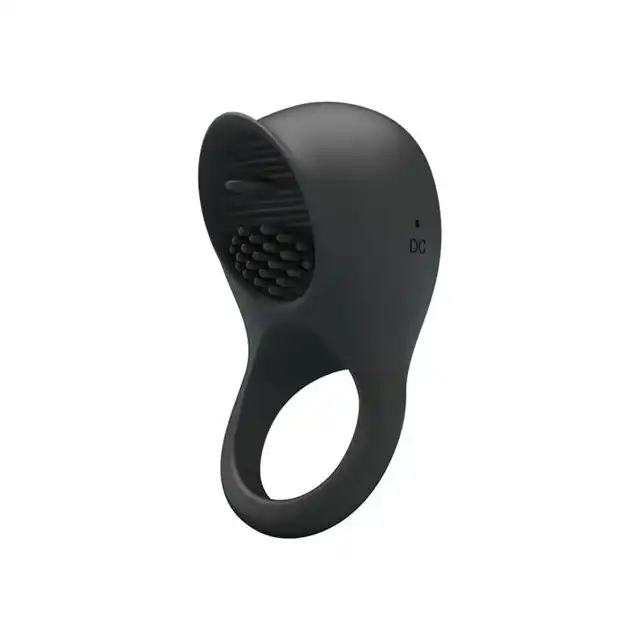 Pretty Love - Ring Shaking II USB. Niesamowity silikonowy ring z ruchomym języczkiem w kolorze czarnym. 