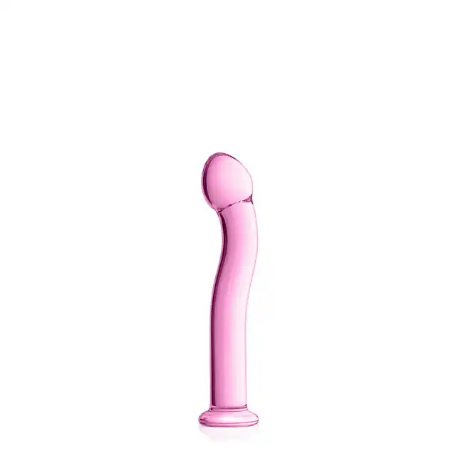 Glossy Toys - No.27 Pink Dildo point G. Różowe lekko zakrzywione szklane dildo do punktu G