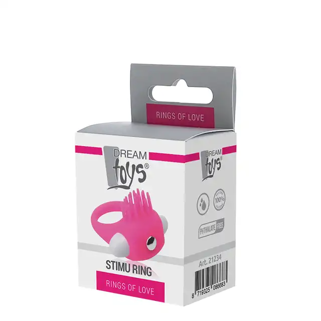 Rings Of Love Silicone Stimu Ring Pink- rozciągliwy, różowy i wibrujący pierścień na penisa