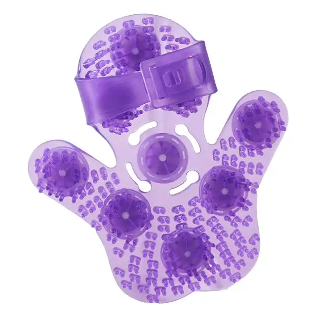 Powerbullet - Roller balls Massager. Fioletowy masażer do ciała w kształcie dłoni ze stalowymi ruchomymi kuleczkami