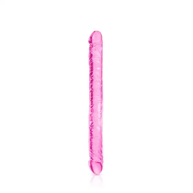 Pure Jelly - Double Dong Dildo. Dwustronne elastyczne dildo żelowe 34 cm. Różowe