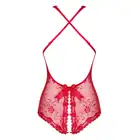 Obsessive - Fiorenta body czerwone L/XL. Seksowne body z kwiatową koronką 