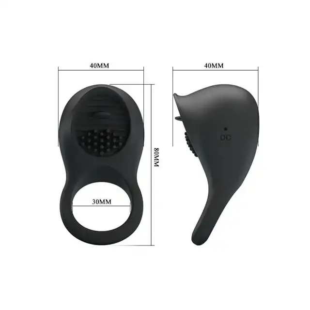 Pretty Love - Ring Shaking II USB. Niesamowity silikonowy ring z ruchomym języczkiem w kolorze czarnym. 