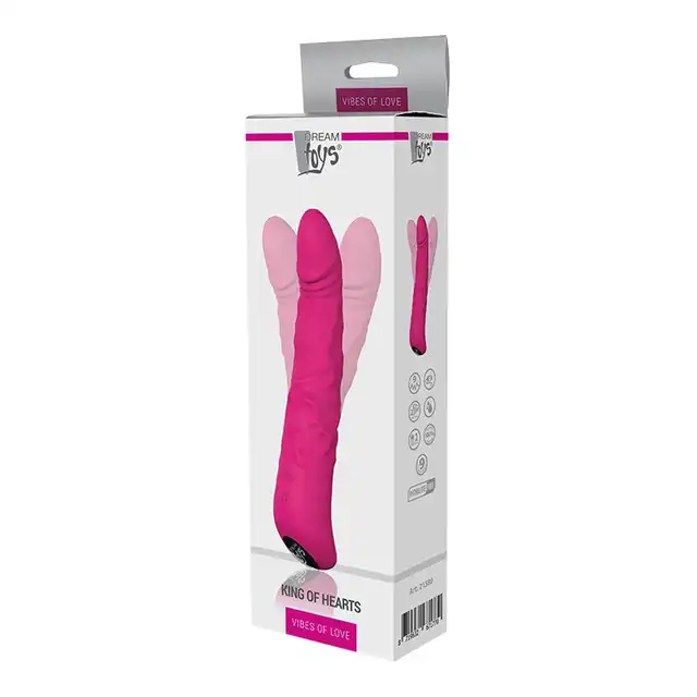 Dream Toys - King Of Hearts Vibrator. Silikonowy wibrator. 9 funkcji rotacji i 9 funkcji wibracji . USB