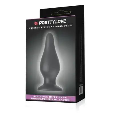 Pretty Love - Sturdy Silione Anal Plug - duży, silikonowy czarny korek analny