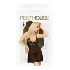 Penthouse - Bedtime Story S/M. Czarna subtelna koszulka babydoll z koronkowym stanikiem