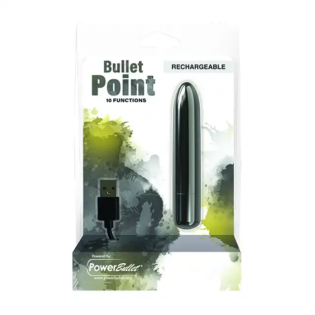 PowerBullet - Bullet Point 4 USB. Bullet wibrujący w kolorze czarnym 10 funkcji wibracji