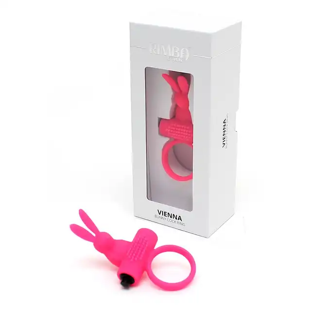 Rimba - Vienna Bunny Cock Ring. Ring erekcyjny z silnymi wibracjami i uroczym króliczkiem