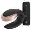 Satisfyer - Double Love Black. Silikonowy wibrator dla par sterowany przez pilota lub aplikację