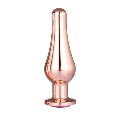 Dream Toys - Gleaming Love Rose Gold Pleasure Plug L - smukły korek analny w kolorze różowego złota. Biżuteryjne wykończenie
