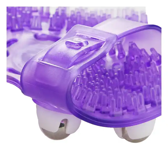 Powerbullet - Roller balls Massager. Fioletowy masażer do ciała w kształcie dłoni ze stalowymi ruchomymi kuleczkami