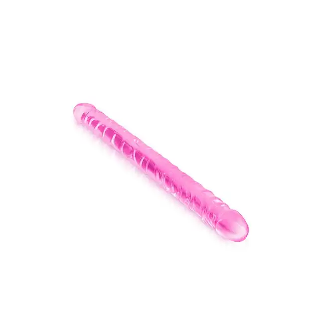 Pure Jelly - Double Dong Dildo. Dwustronne elastyczne dildo żelowe 34 cm. Różowe