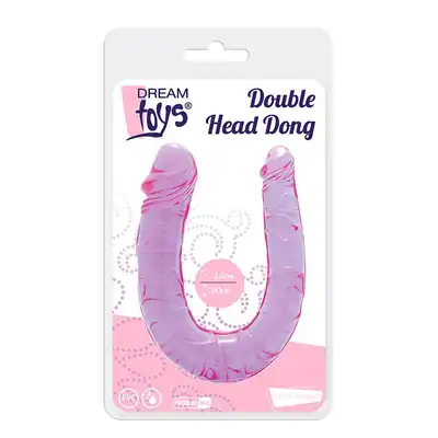 Dream Toys - All Time Double Dong. Żelowe podwójne dildo w kolorze fioletowym