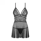 Obsessive - 838-BAB babydoll i stringi kolor: czarny. Romantyczna i seksowna babydoll