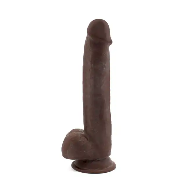 Kiotos - Cox Sliding Skin 03-Black - niezwykłe, brązowe dildo z ślizgającą się skórą i przyssawką!