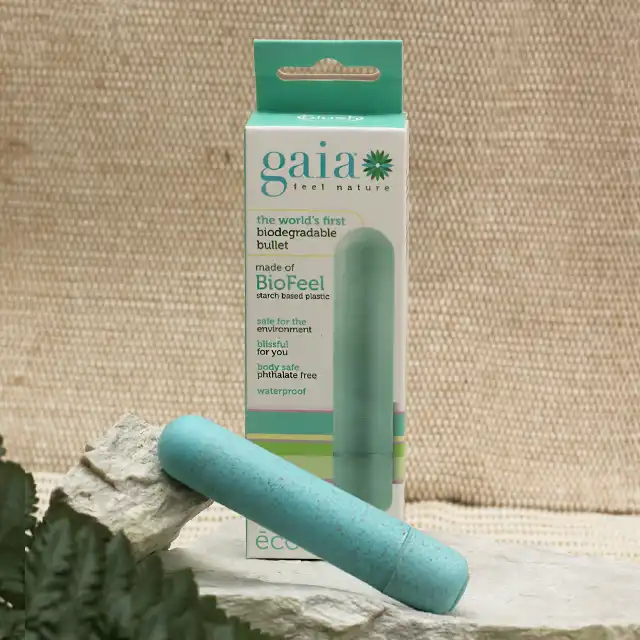 Gaia - Eco Bullet Aqua. Biodegradowalny mini wibrator w uroczym kolorze! 6,5 cm x 1,8 cm
