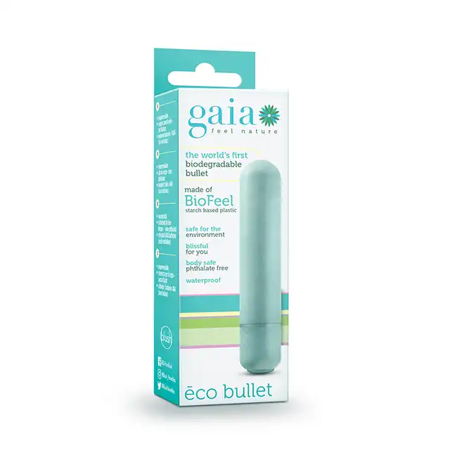 Gaia - Eco Bullet Aqua. Biodegradowalny mini wibrator w uroczym kolorze! 6,5 cm x 1,8 cm
