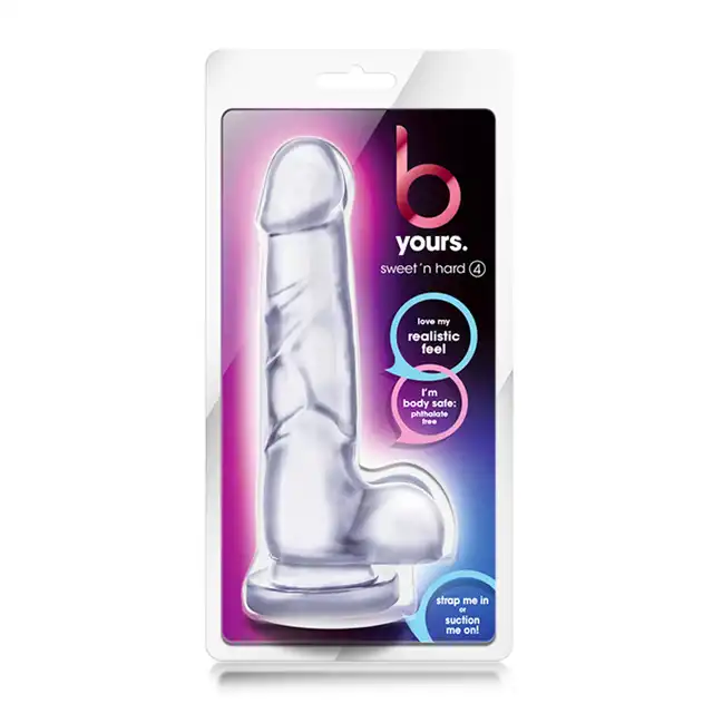 B Yours - Sweet N Hard 4 Clear. Miękkie dildo z magicznie błyszczącego materiału 
