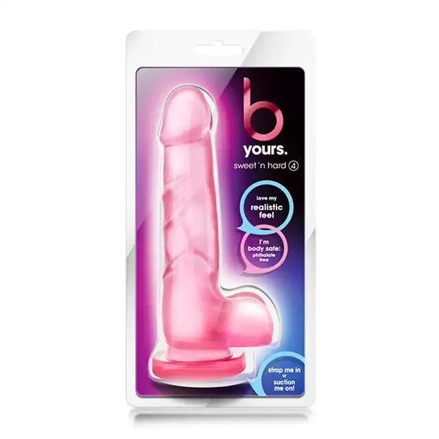 B Yours - Sweet N Hard 4 Pink. Miękkie różowe dildo z mocną przyssawką. Słodycz doznań 