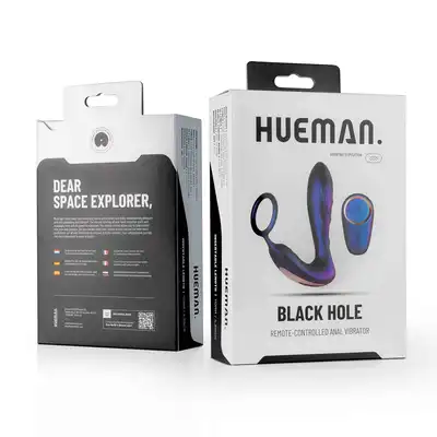 Hueman - Black Hole Anal Vibrator Cockring. Kosmiczny masażer prostaty z ringiem. 10 trybów