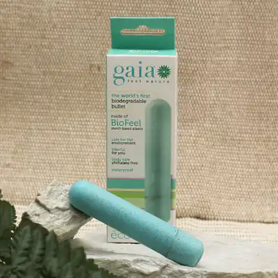Gaia - Eco Bullet Aqua. Biodegradowalny mini wibrator w uroczym kolorze! 6,5 cm x 1,8 cm